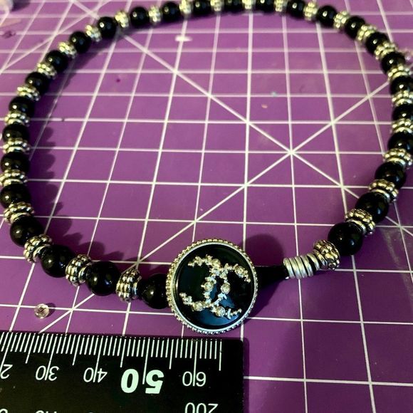 Black and silver Button Chocker/ bracelet - Picture 1 of 3